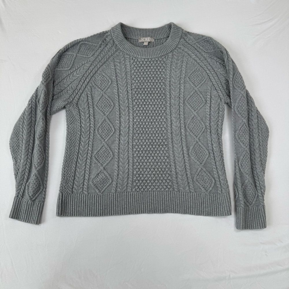 J. Crew Cable Knit Cotton Gray Women's Sweater Small